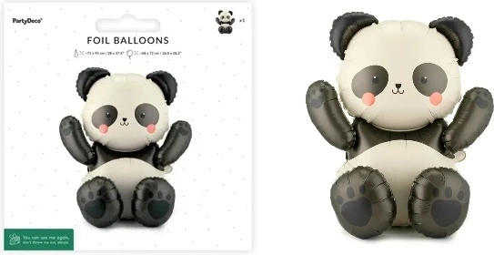 PartyDeco folieballon Panda 68 × 72 cm