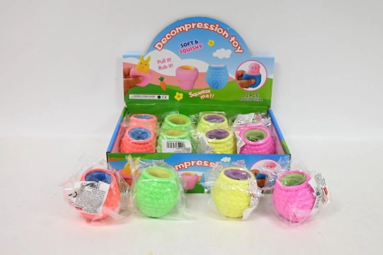 Jouet antistress à presser (squeeze) en présentoir de vente (12 pcs)