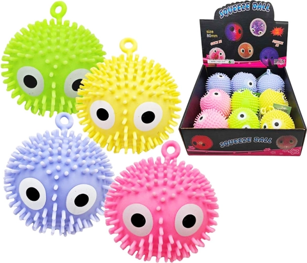 Squeezable anti-stress ball with googly eyes