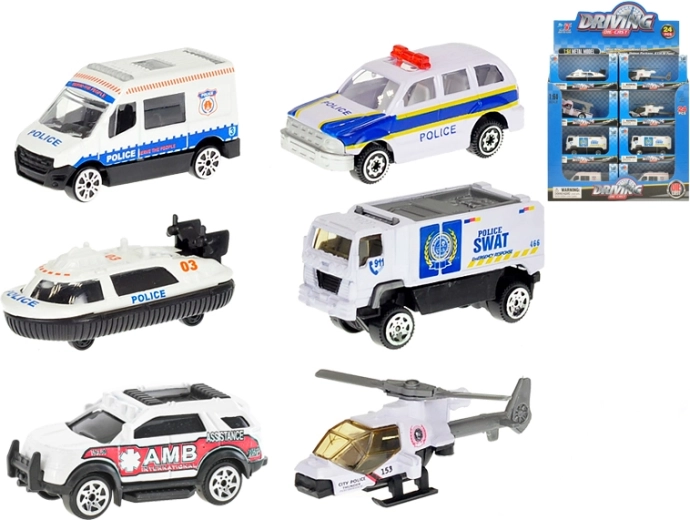 Set of Metal Police Vehicles 1:64 – 24 pcs