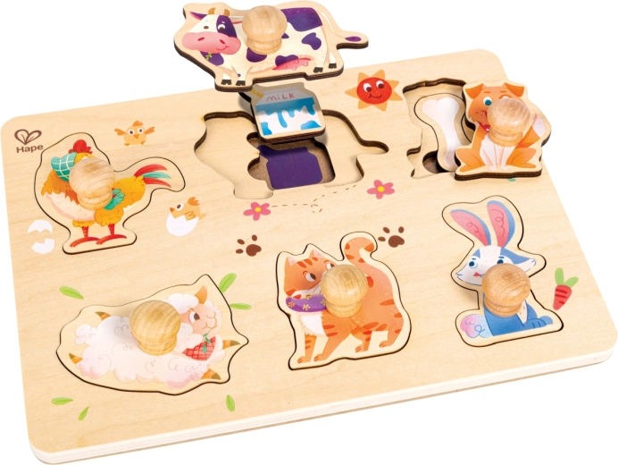Puzzle en bois superposé Ferme avec poignées Hape