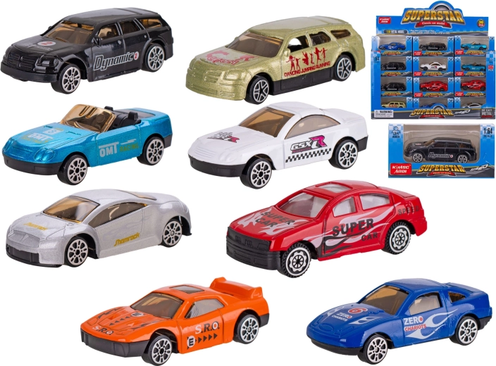 Metal sports toy car 1:64 with freewheel, 7.5 cm