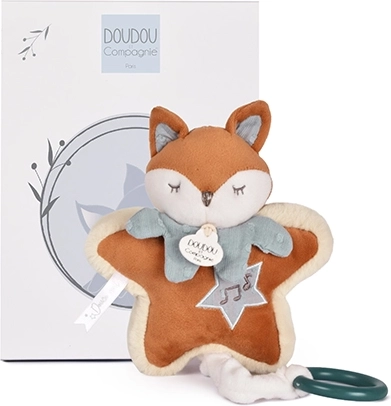 Doudou cadeauset: pluchen vos Timo met slaapliedje 16 cm