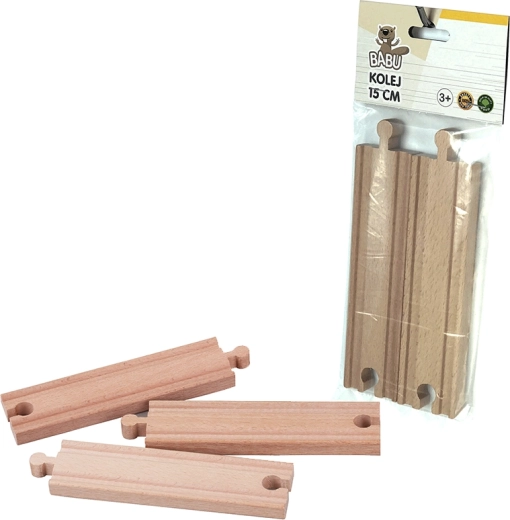 BABU houten rechte rails 15 cm – set van 2 stuks