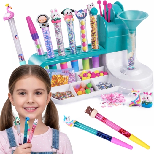 Creative kit for making glitter pens with organizer – over 50 accessories
