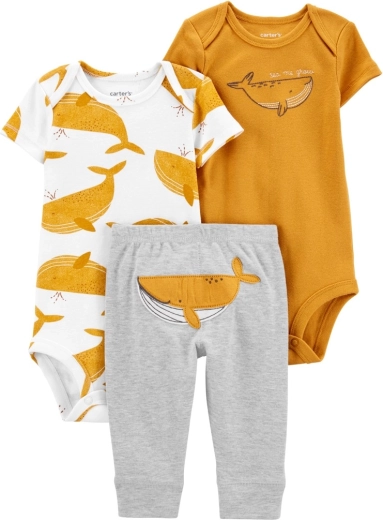 Carter’s 3‑teiliges Baby-Set – 2 Kurzarm-Bodys und Höschen, Mustard Whale, Junge, Gr. 56