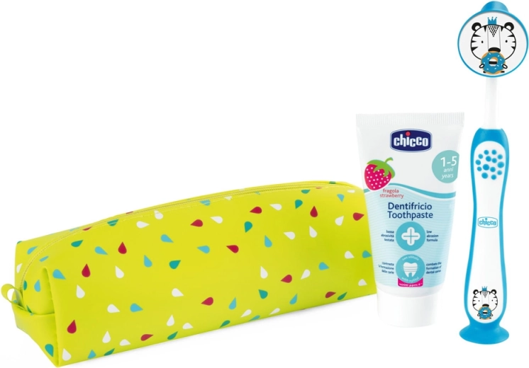 Chicco reisset voor mondhygiëne met tandenborstel en tandpasta Tiger (3 jaar+)