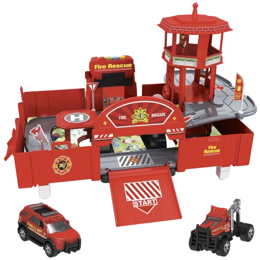 Fire Station 2-in-1 with Car and Helicopter Sparkys