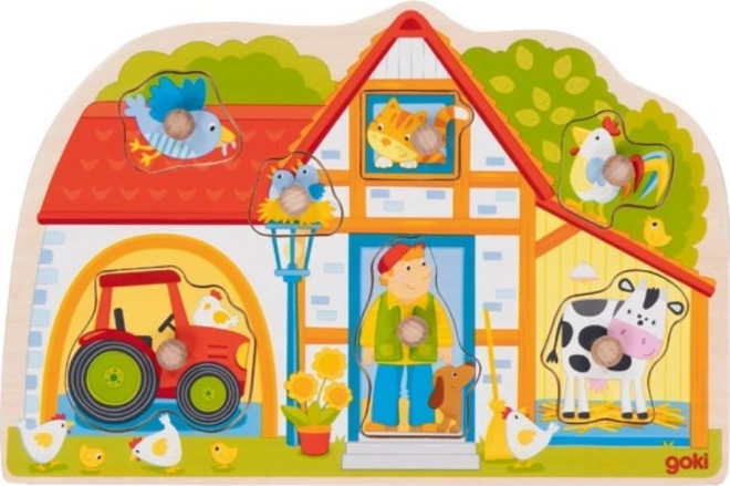 Wooden Farm Peg Puzzle GOKI