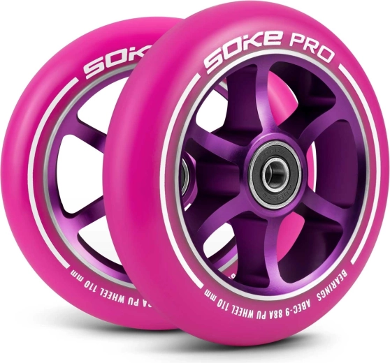 Roues de trottinette 110 mm SOKE rose – lot de 2 pcs