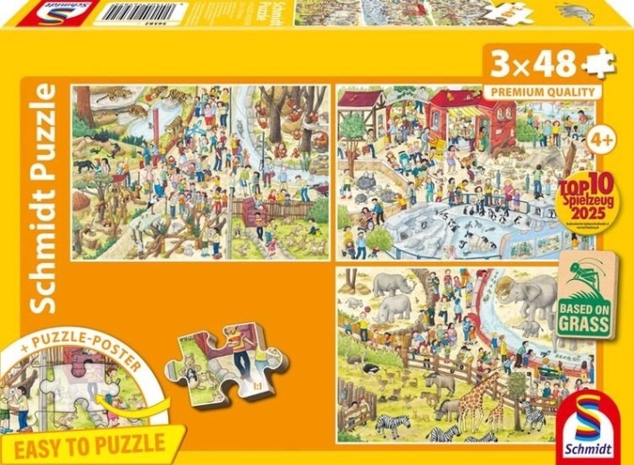 Puzzle Amusement au zoo 3×48 pièces SCHMIDT