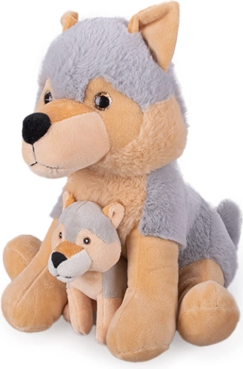 Pluchen husky met puppy 25 cm