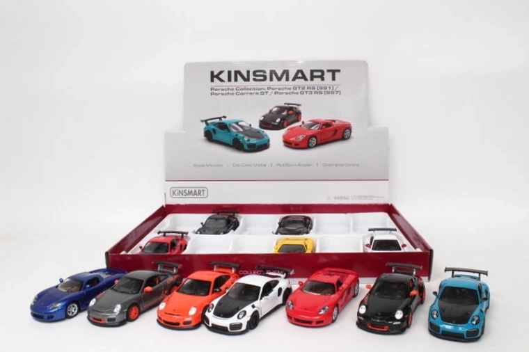 Porsche metalen modelauto 13 cm met openslaande deuren en pull-back aandrijving