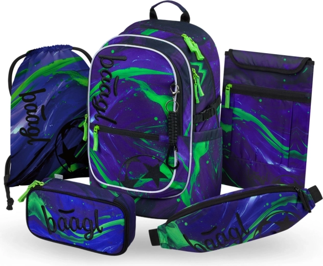 Baagl Set 5 Core Football Champion: school backpack, pencil case, shoe bag, waist bag and laptop sleeve GRS