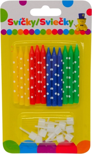 Bougies d’anniversaire colorées avec supports, 12 pcs