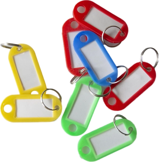 Plastic key tag with ring 5 cm, assorted colors (50 pcs)
