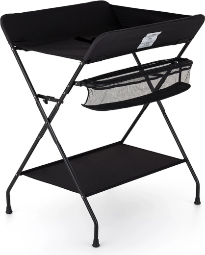 FEEDO Black Changing Table, foldable with storage space