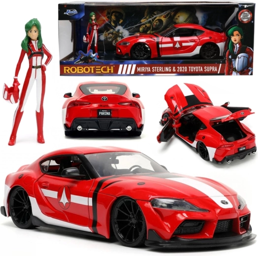 Modèle en métal ROBOTECH : Miriya Sterling & Toyota Supra 2020 1:24 avec figurine