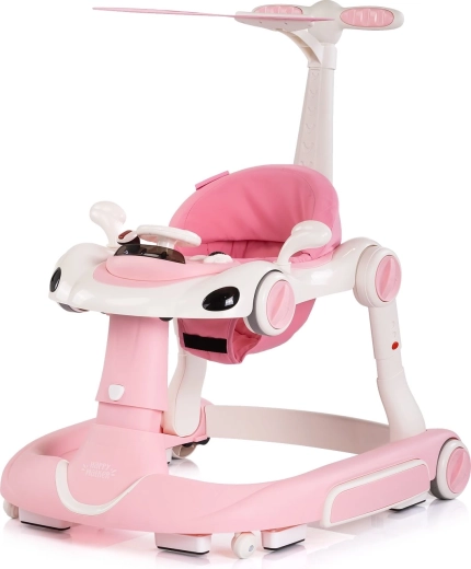 5-in-1 Walker with Play Panel and Canopy – Chipolino Happy Walker, Pink
