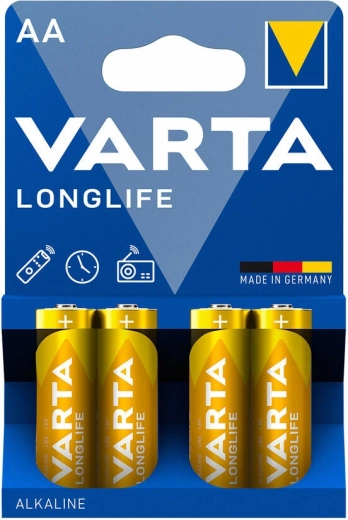 Varta Longlife Alkaline-Batterien AA LR6, 4 Stk.