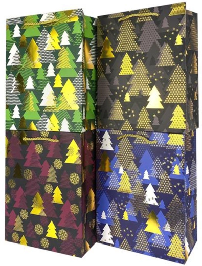 Kerstcadeautas van papier 23 × 18 × 10 cm (mix motieven)