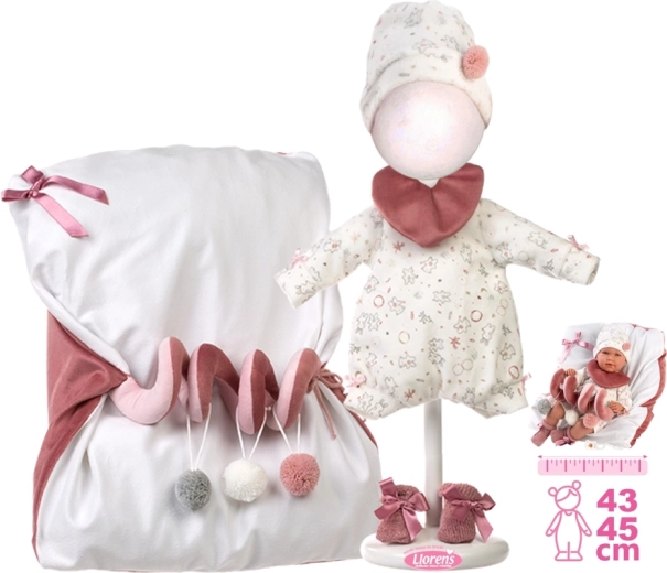 Outfit und Unterlage mit Spiralspielzeug für Puppe NEW BORN 40–42 cm