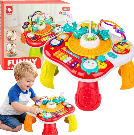 Interactieve educatieve tafel 2-in-1 met geluids paneel en piano – turquoise
