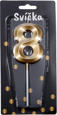 Party Candle Number Eight Gold