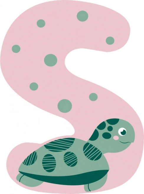 Kleine houten letter S met schildpad