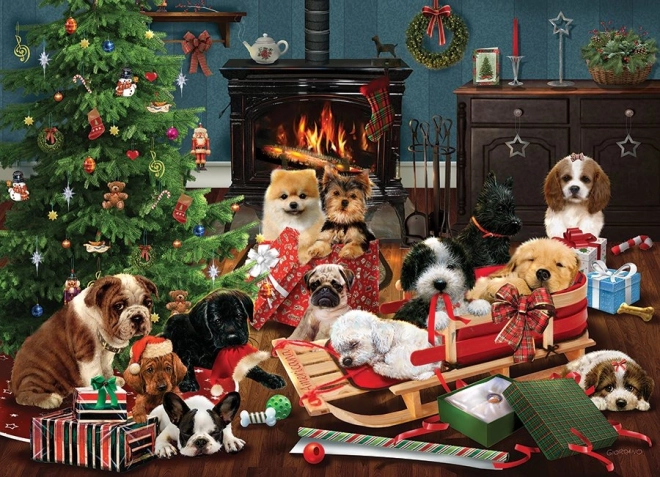 Puzzle Christmas Puppies 1000 Pieces COBBLE HILL
