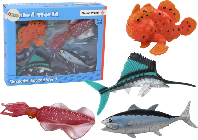 Set of Sea Animals Ocean Fish Octopus 4 Pieces