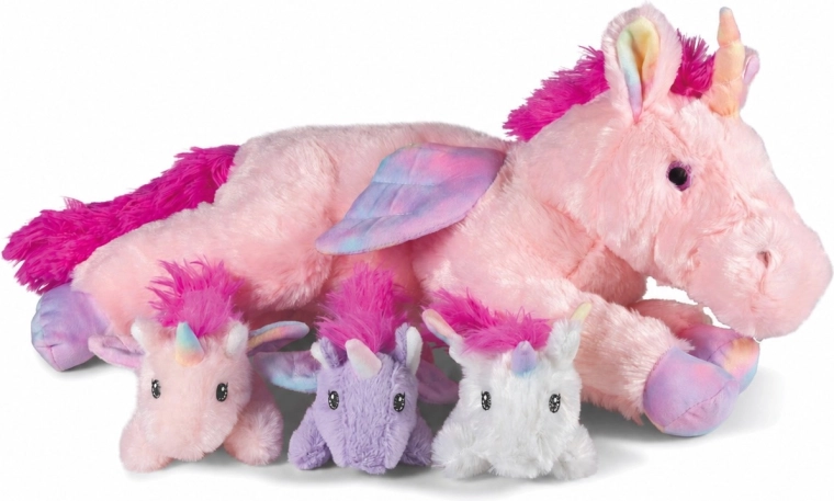 Cozy Noxxiez plush set unicorn mom and 3 babies