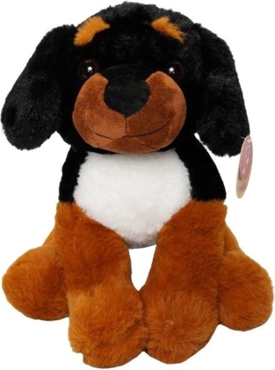 Zittend pluchen hondje
