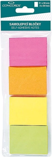 Neon sticky notes 51 × 38 mm, 4 × 50 sheets