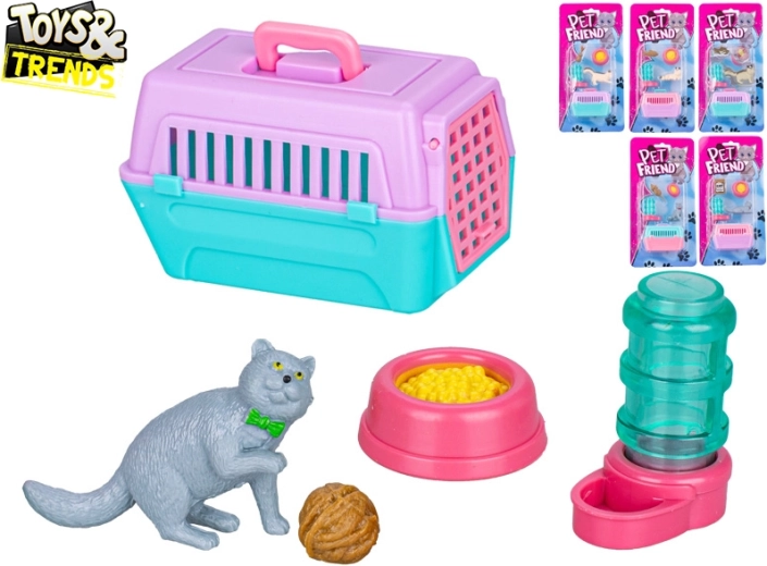 Chat avec caisse de transport et accessoires Toys&Trends