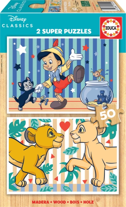 Educa wooden puzzle Disney classics 2×50 pieces
