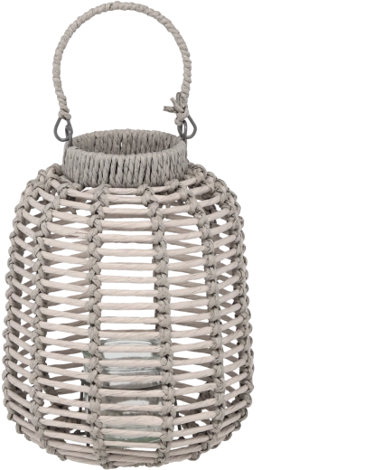 Lampion tressé 22 × 27 cm gris