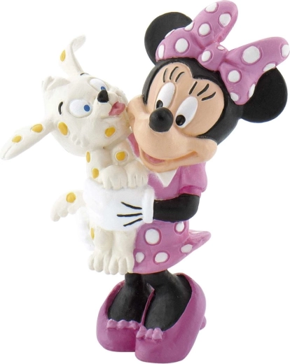 Figurine Minnie Mouse avec un petit chien peinte à la main