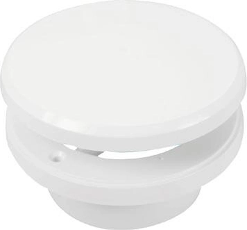 Valve de ventilation à plaque avec régulation, diamètre 100 mm, plastique blanc