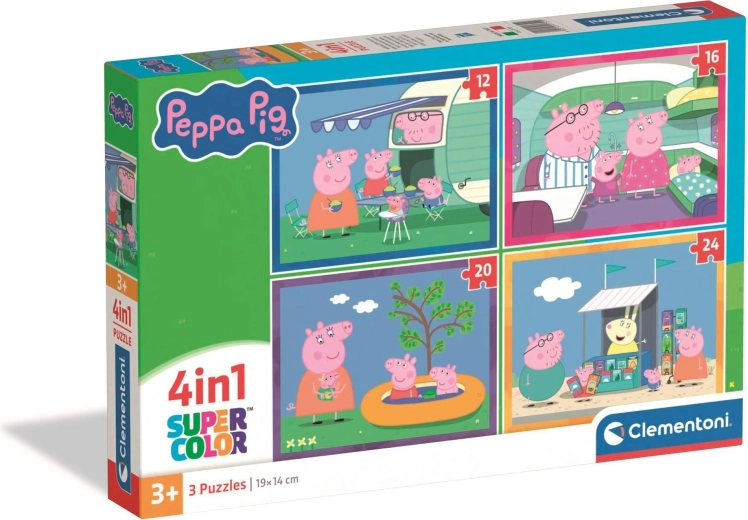 Puzzle CLEMENTONI Peppa Pig 4-in-1 – reizen (12, 16, 20, 24 stukjes)
