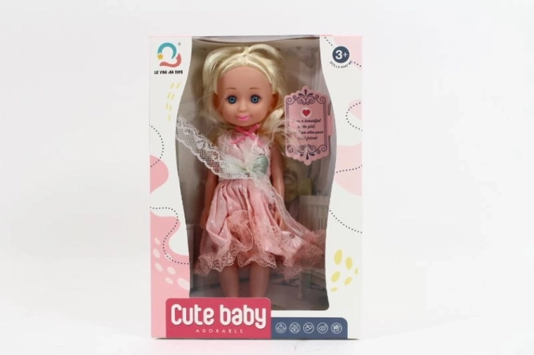 Poupée 27 cm en robe rose