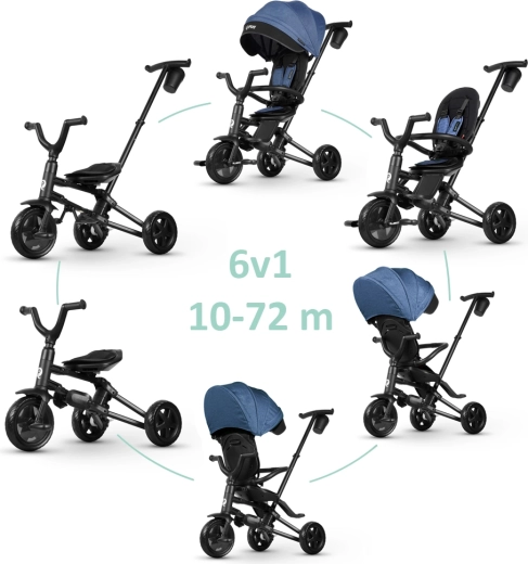 Opvouwbare driewieler voor kinderen Qplay Nova Niello Blue 10–72 maanden