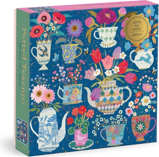 Galison Foil Puzzle Victoria Ball – Flower Cups, 500 Pieces