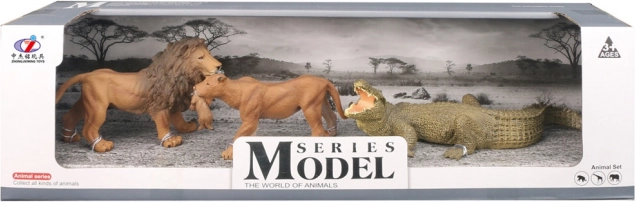 Animal World Figurine Set – lion, lioness, and crocodile