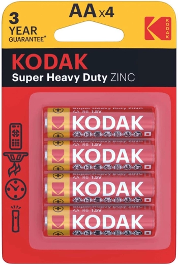 Kodak Heavy Duty Zink-Kohle AA (R6) – Packung mit 4 Stück