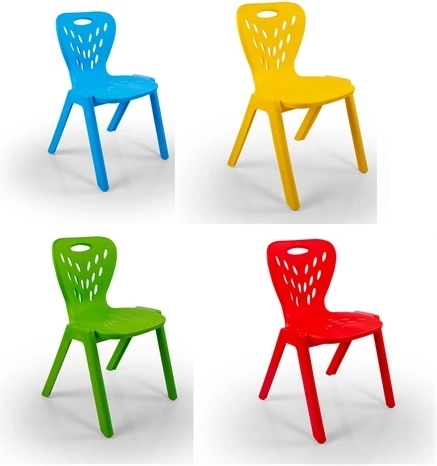 DOLU kleurrijke kinder kunststof stoel (1 stuk, 4 kleuren)