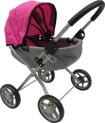 Doll stroller gray‑pink