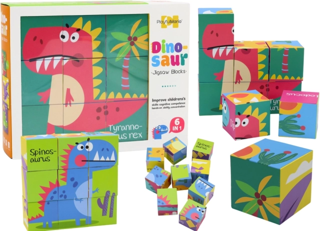 Educational Puzzle Cubes 6-in-1 Dino World, 9 pieces