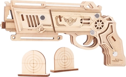 Wooden 3D Puzzle Rubber Band Gun Falcon