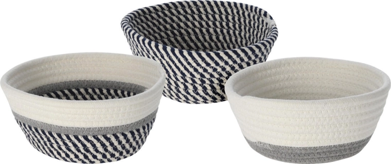 Panier conique rond en coton 18 cm – mélange de couleurs et de motifs